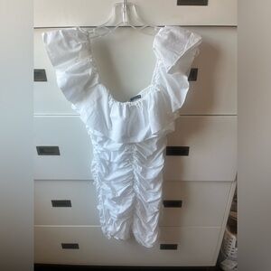 WHITE ZARA RUCHED SUNDRESS